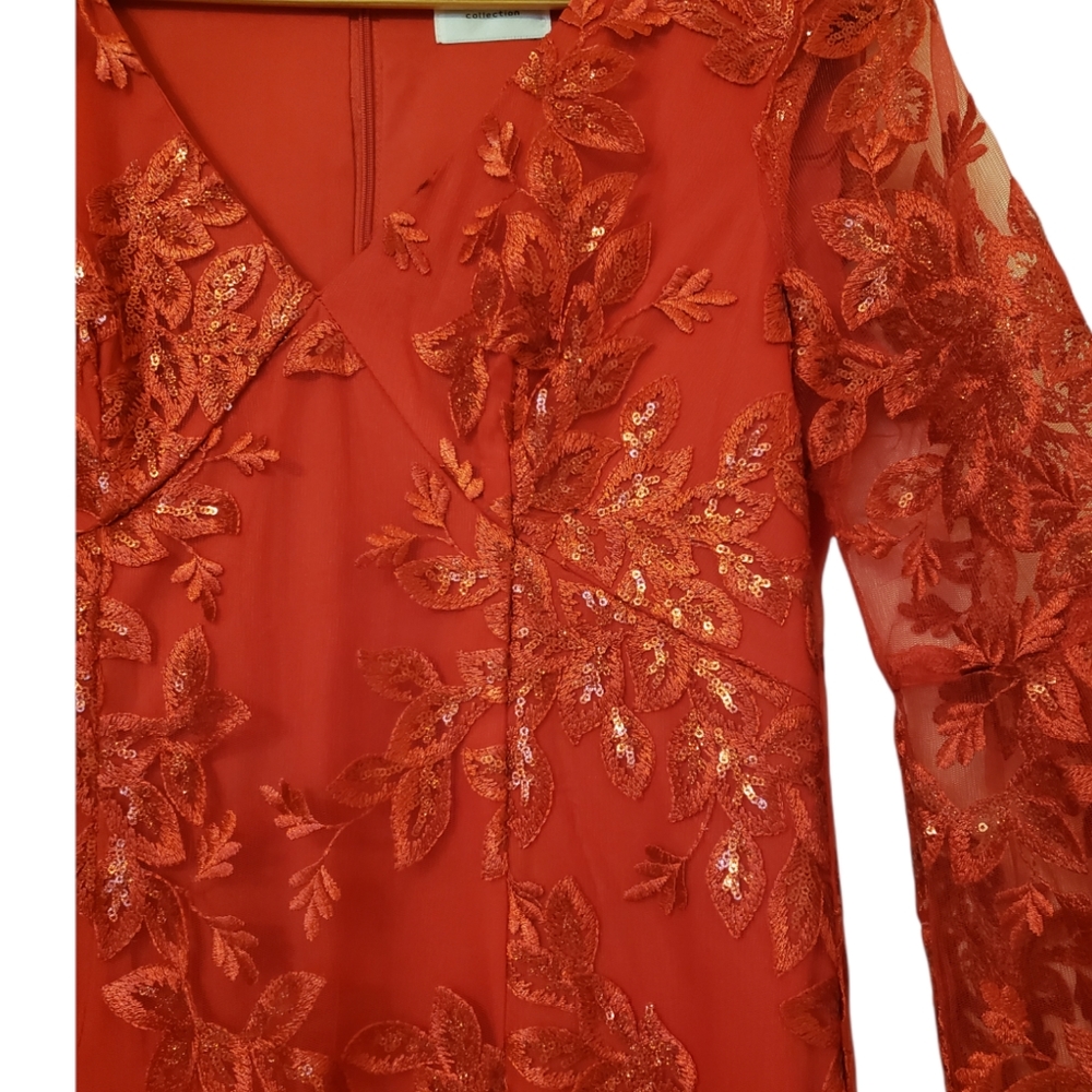 NWOT Red sequin lace dress by LM collection - Picture 8 of 10